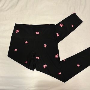 NEW VS PINK Black and Pink Flowered Yoga Pants